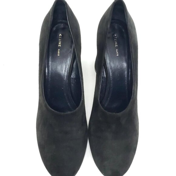 Celine Phoebe Philo Elliptic 85mm Block Heel Pumps Round Toe Black Suede EUR 40 - Picture 11 of 11